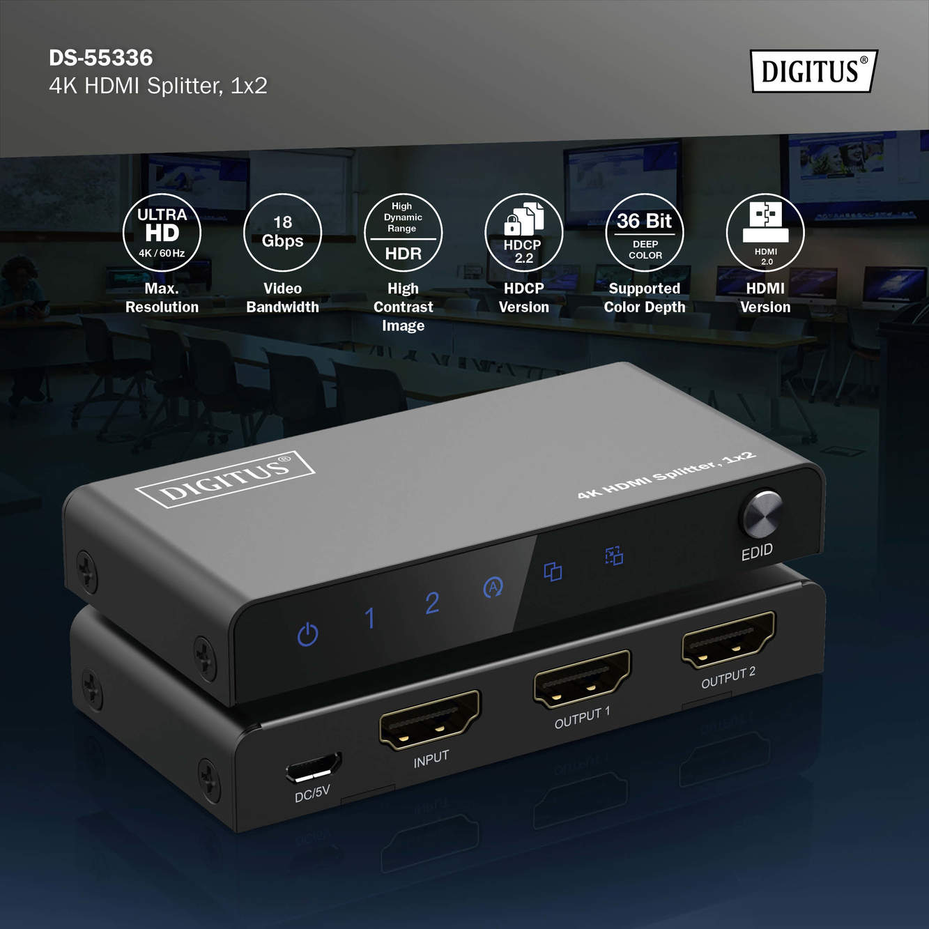 4K HDMI Splitter 1x2