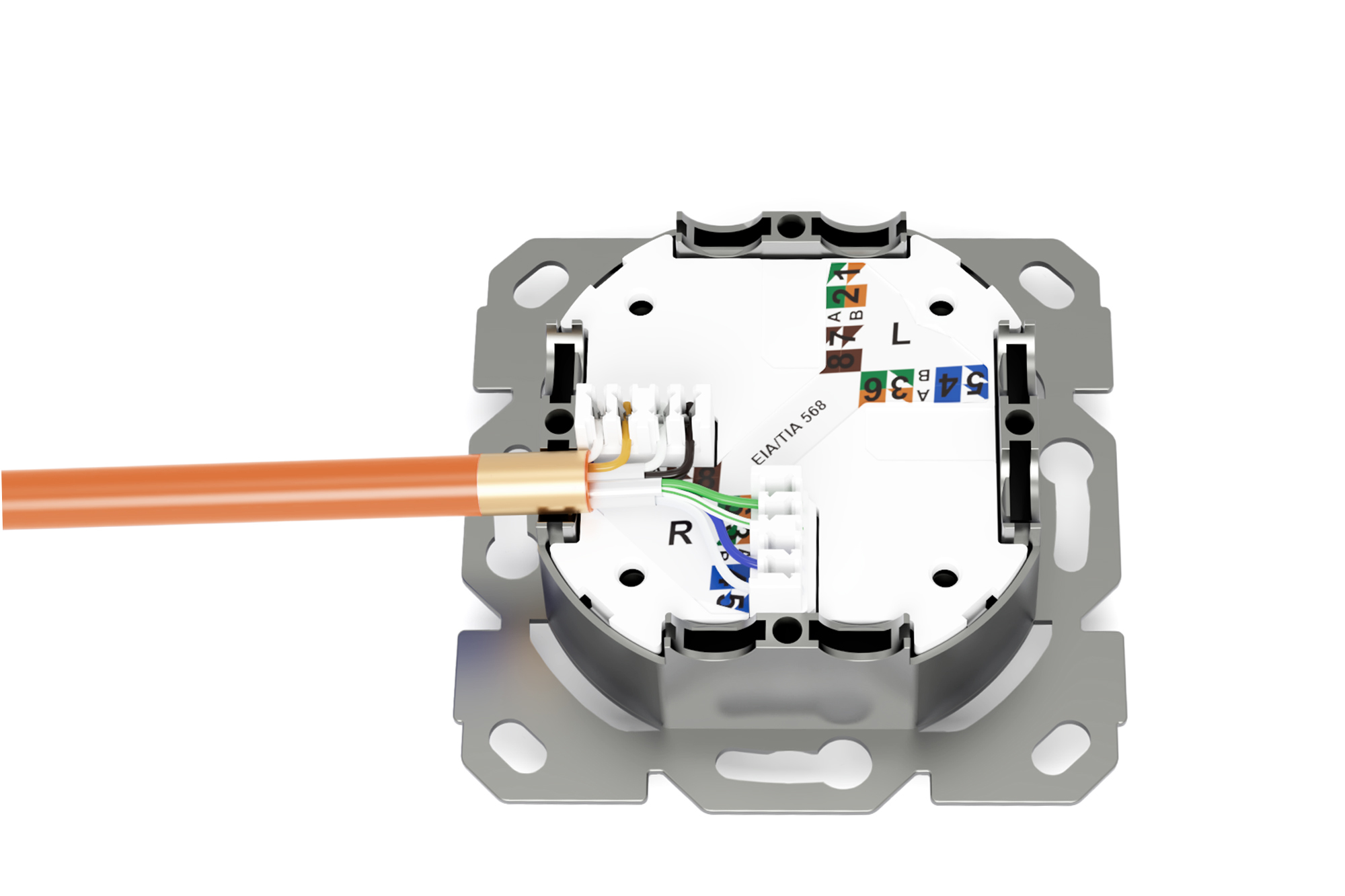 Cat.6A Netzwerkdose, 1x RJ45, UP, weiß