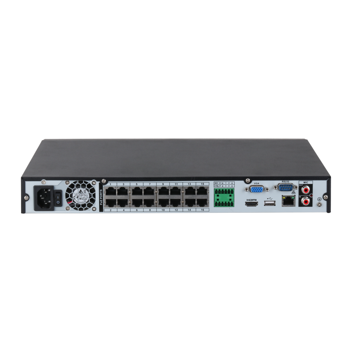WizSense 16-Kanal IP-Rekorder, 16x PoE, 2x HDD
