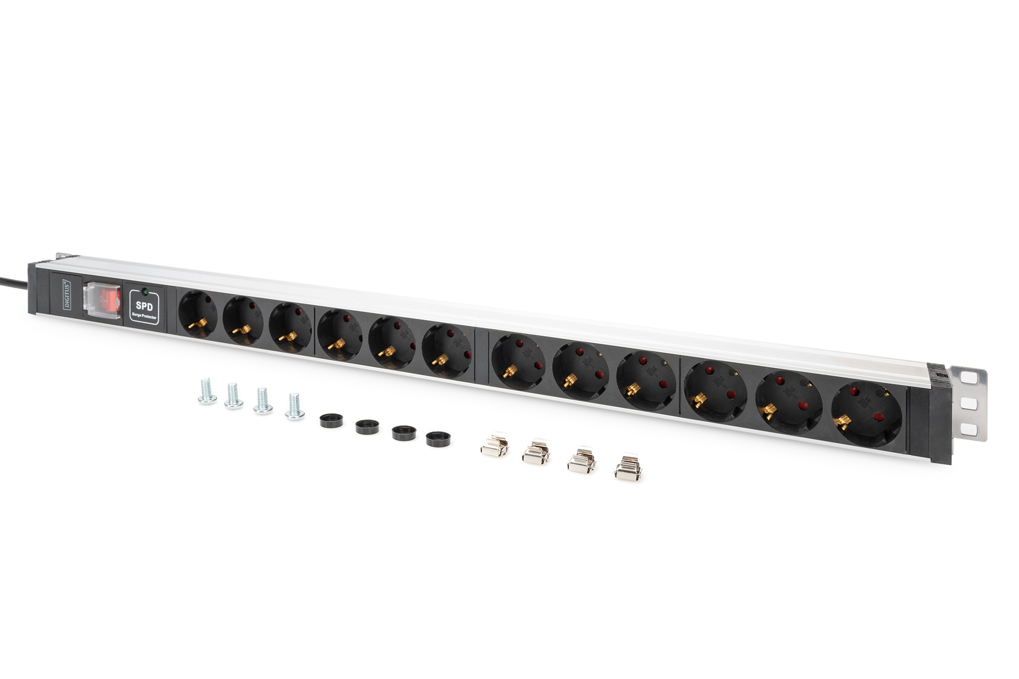 19" PDU, 12x Schuko, 16A, Überspannung