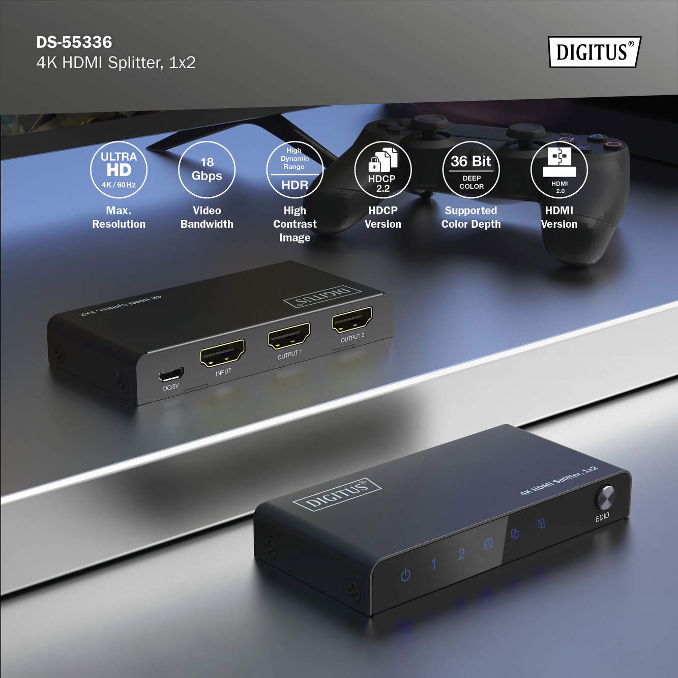 4K HDMI Splitter 1x2