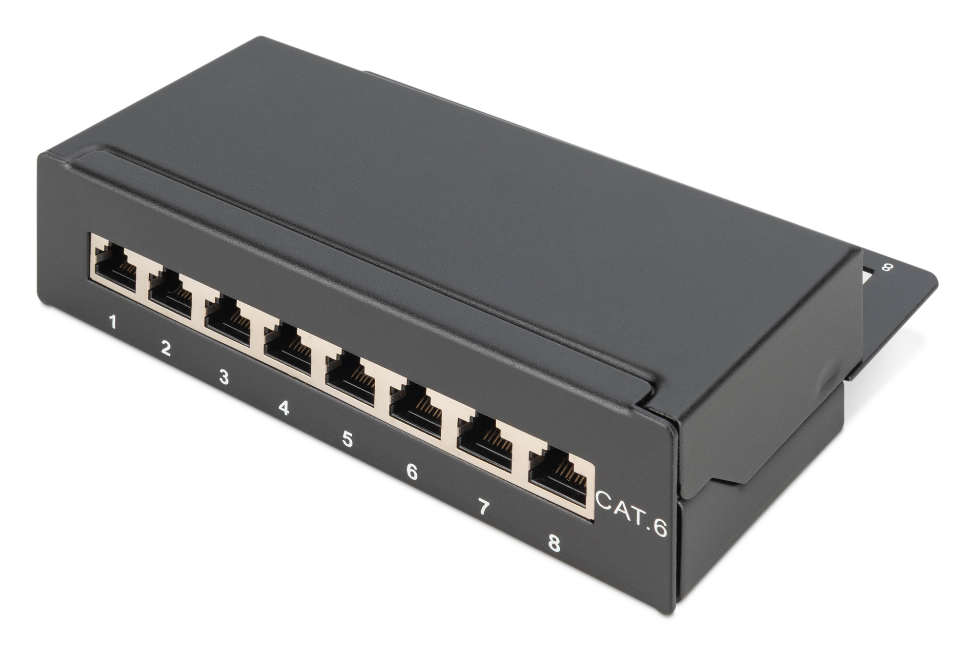 Cat.6 Desktop Patchpanel, 8-Port, schwarz