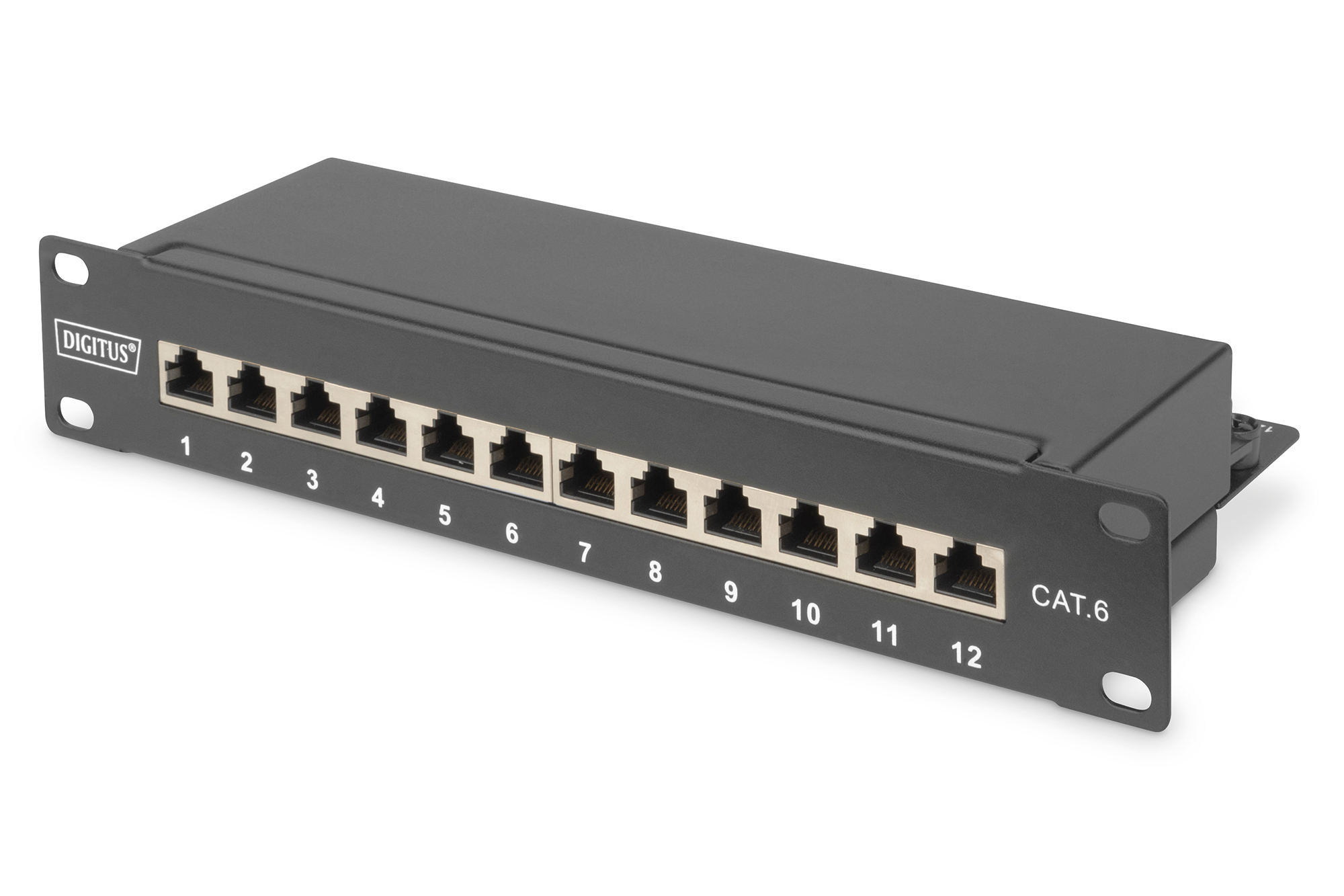 Cat.6A Patchpanel, 12-Port, 10", schwarz