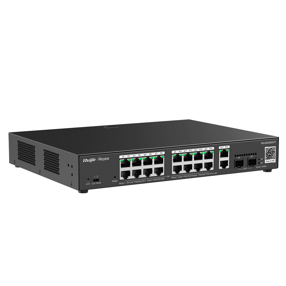Smart PoE Switch, 16x PoE+, 2x SFP, 250W