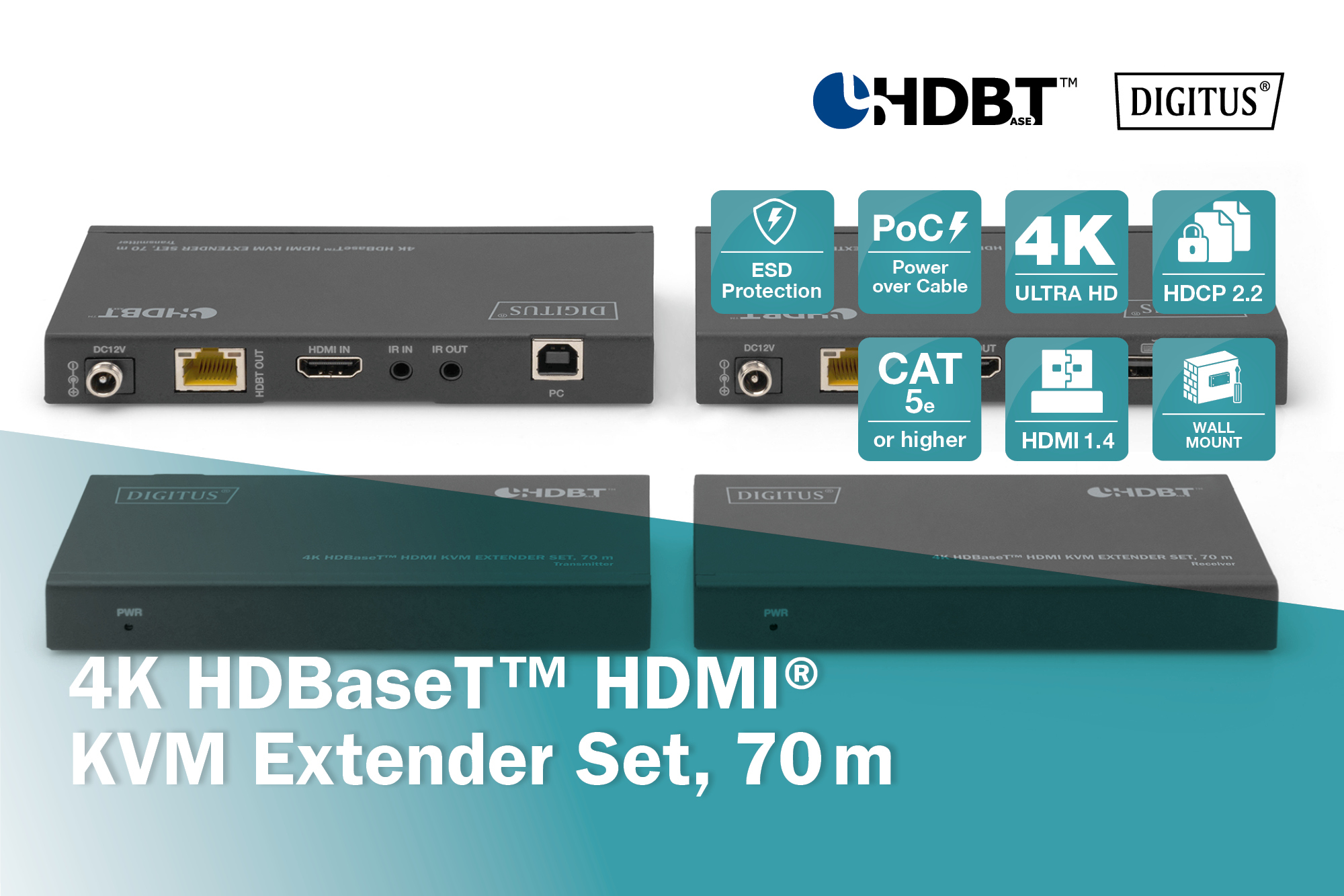 4K HDBaseT HDMI KVM Extender, 70m