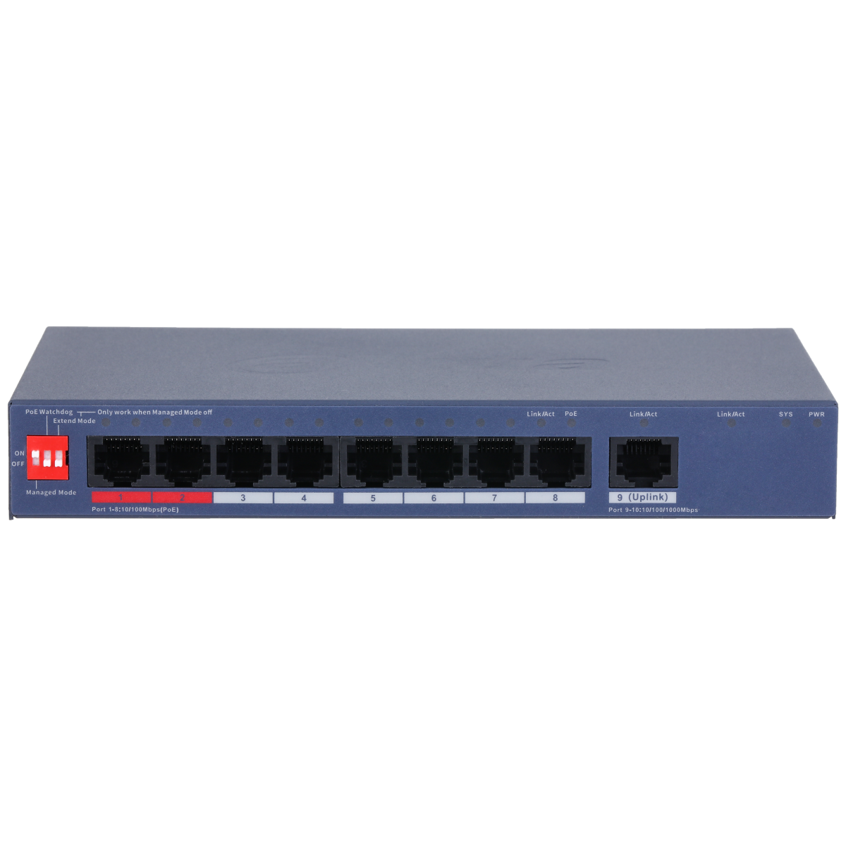 PoE-Switch, 9 Ports, 8 Ports PoE, 250 m