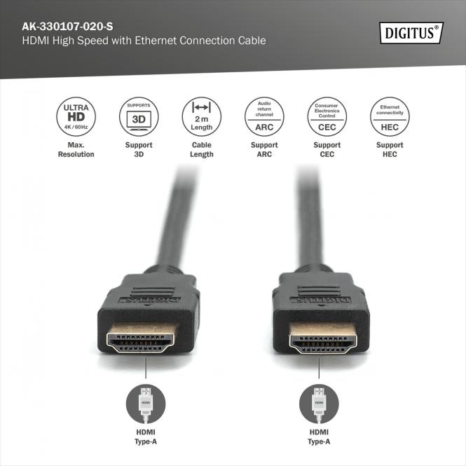 HDMI Kabel, 2m, 4K@60Hz