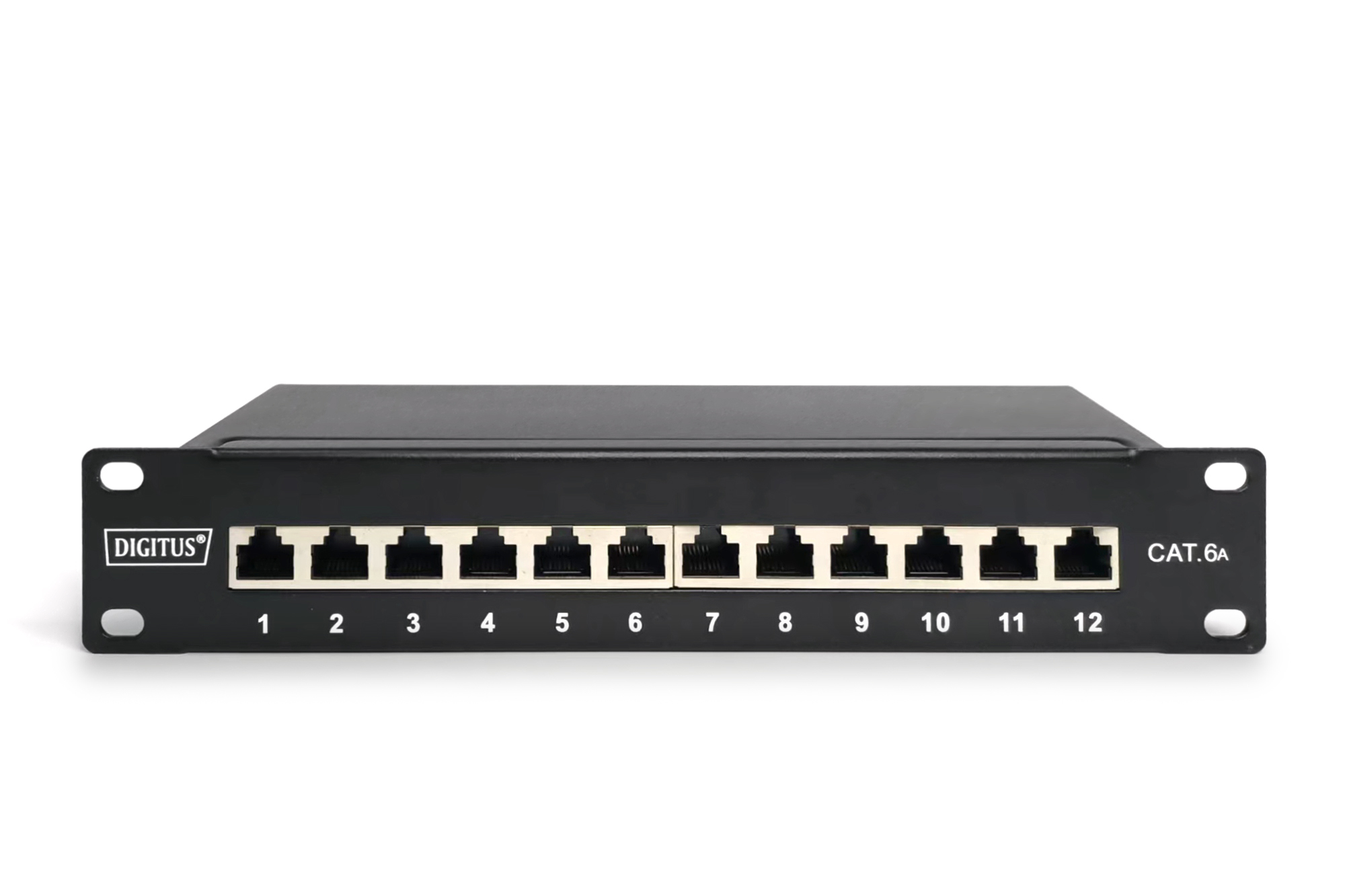 Cat.6A Patchpanel, 12-Port, 10", schwarz