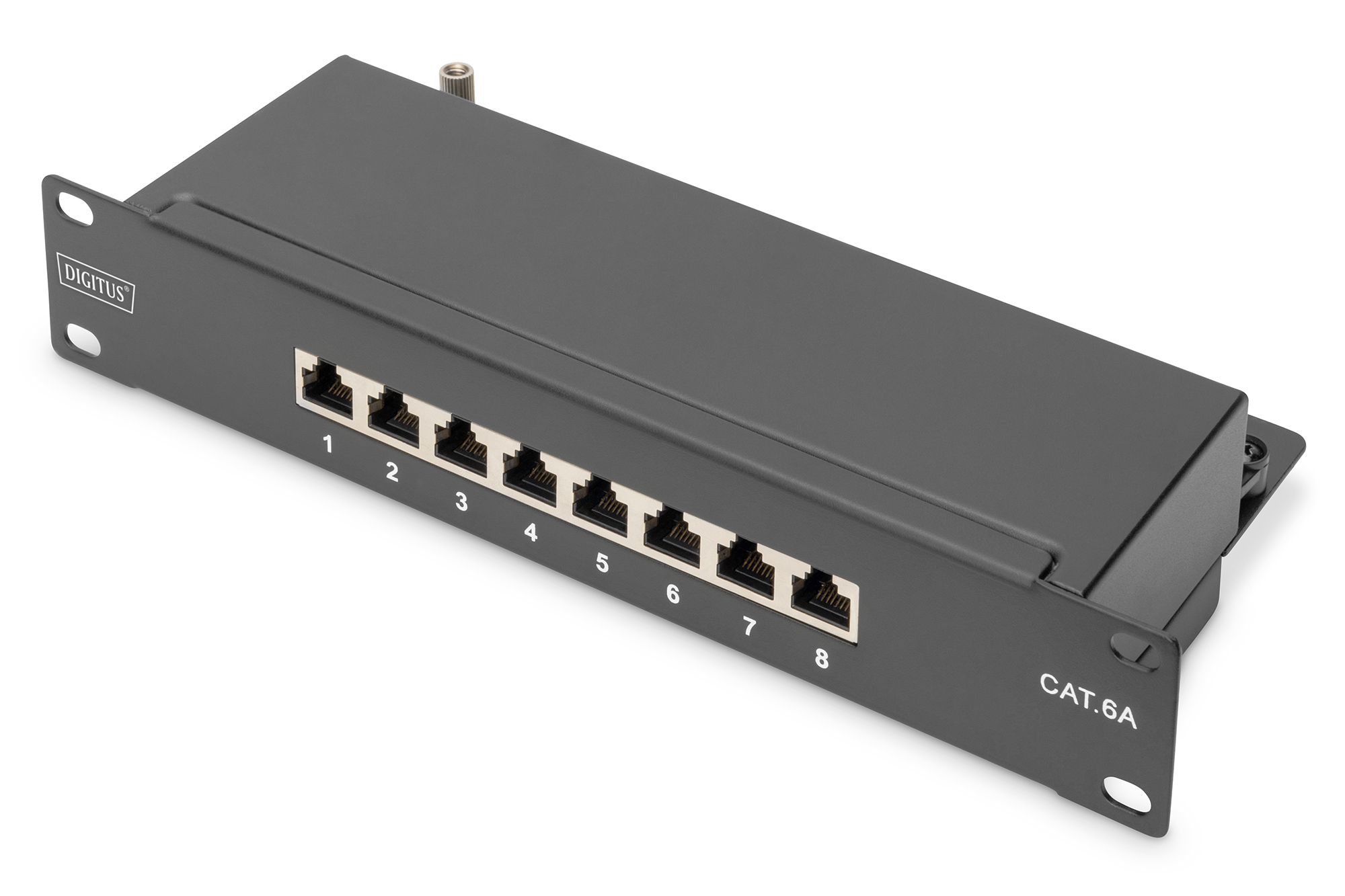 Cat.6A Patchpanel, 8-Port, 10", schwarz