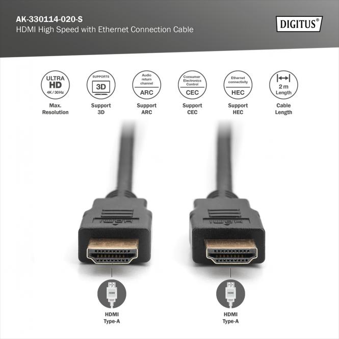 HDMI Kabel, 2m, 4K@30Hz