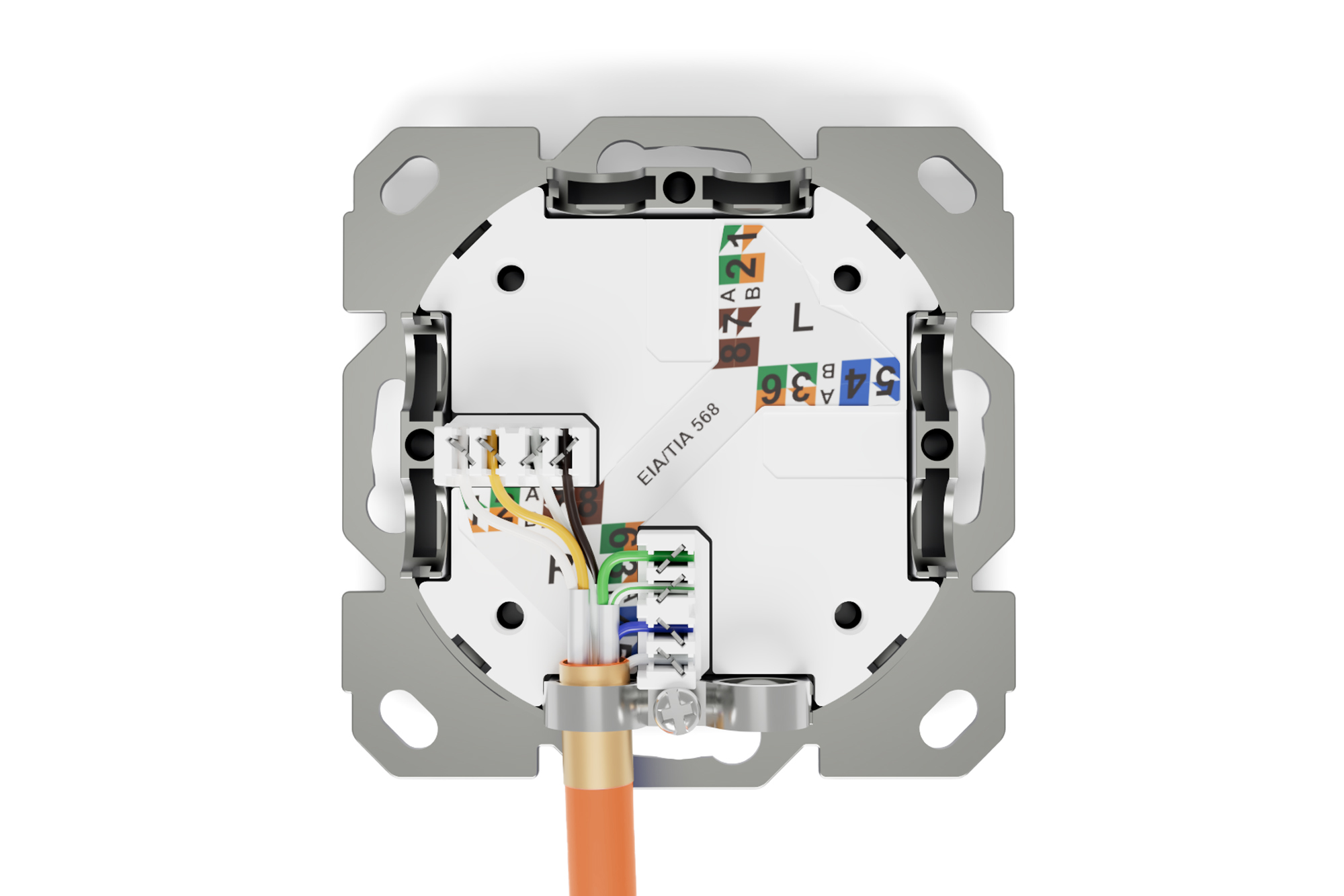 Cat.6A Netzwerkdose, 1x RJ45, UP, weiß