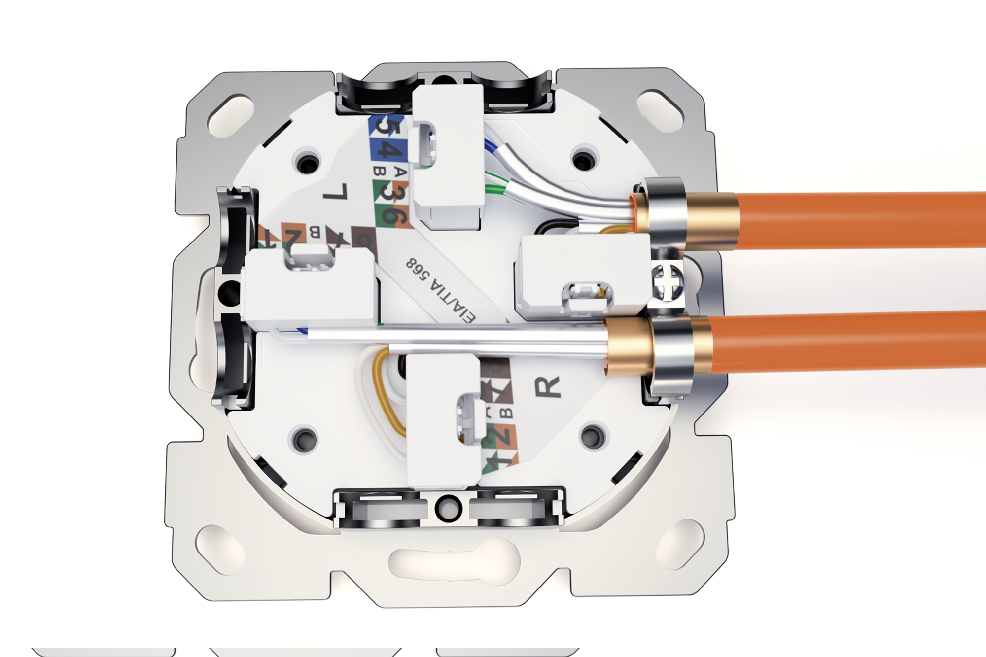 Cat.6A Netzwerkdose, 2x RJ45, UP, weiß