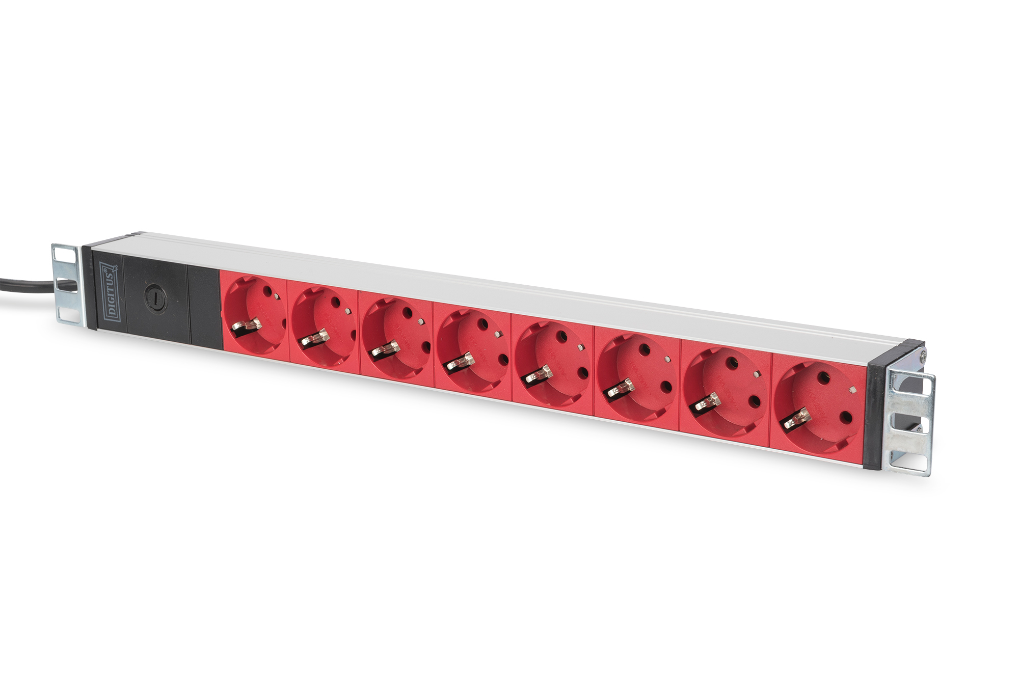 19" PDU, 8x Schuko rot, C14, 10A