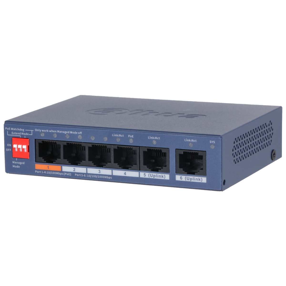 6-Port FE PoE Switch, 4 PoE, 60 W, Cloud