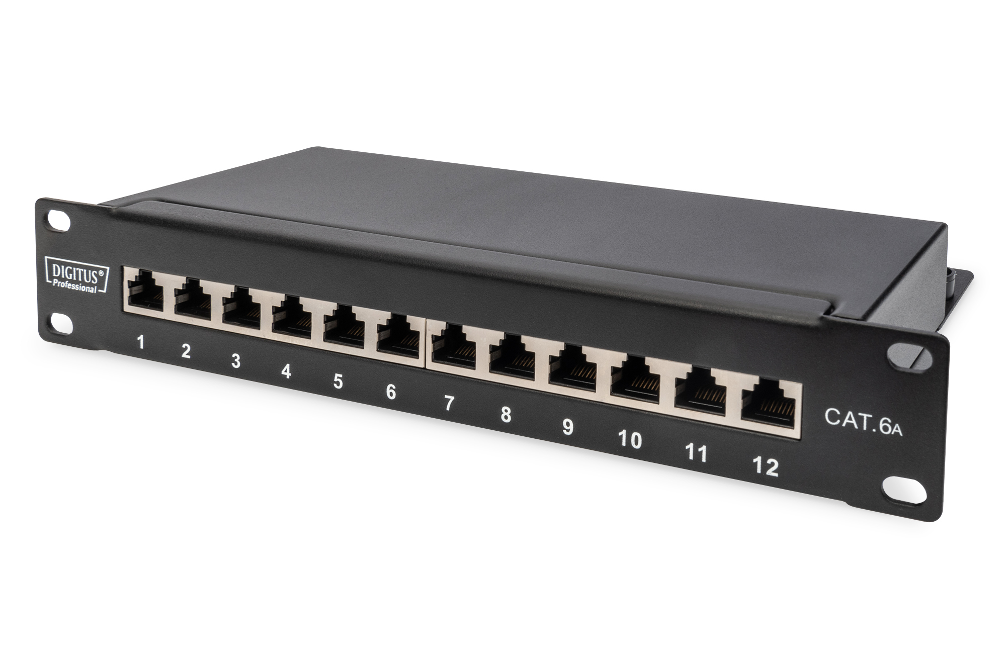 Cat.6A Patchpanel, 12-Port, 10", schwarz