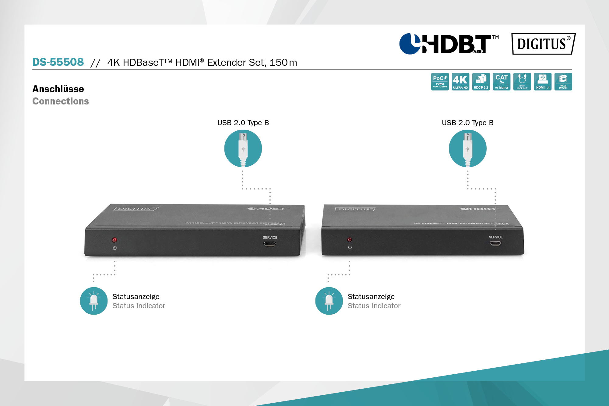 4K HDBaseT HDMI Extender Set, 150 m