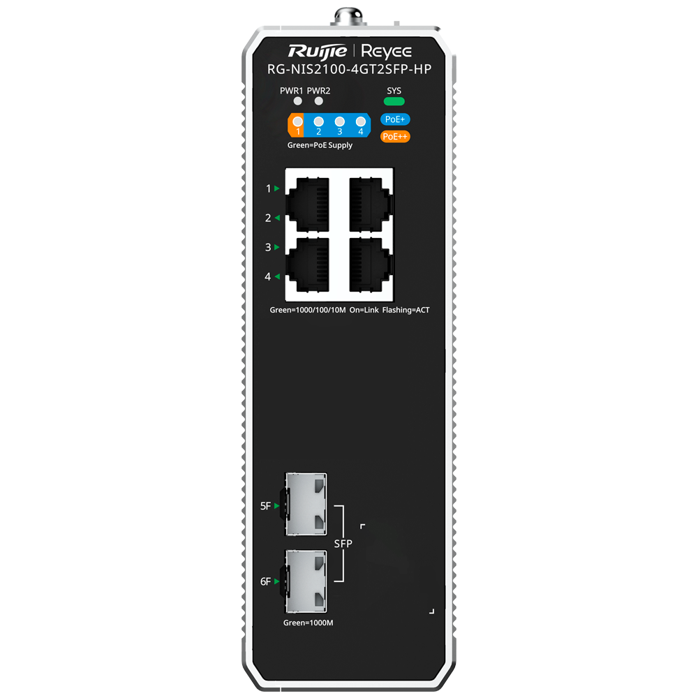 Industrie Switch, 4x PoE, 2x SFP, 180W