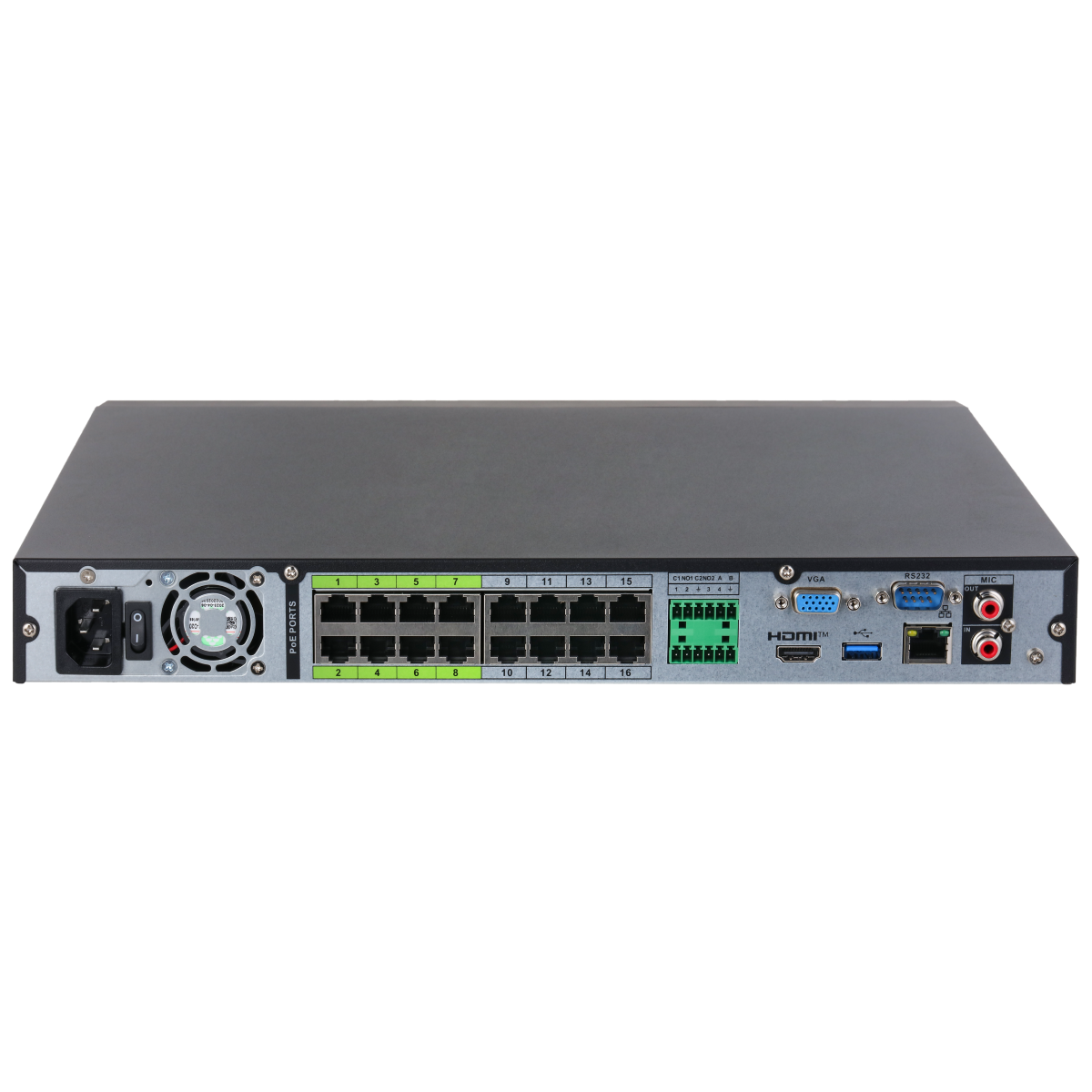 WizMind 16-Kanal IP-Rekorder, 16x PoE, 2x HDD