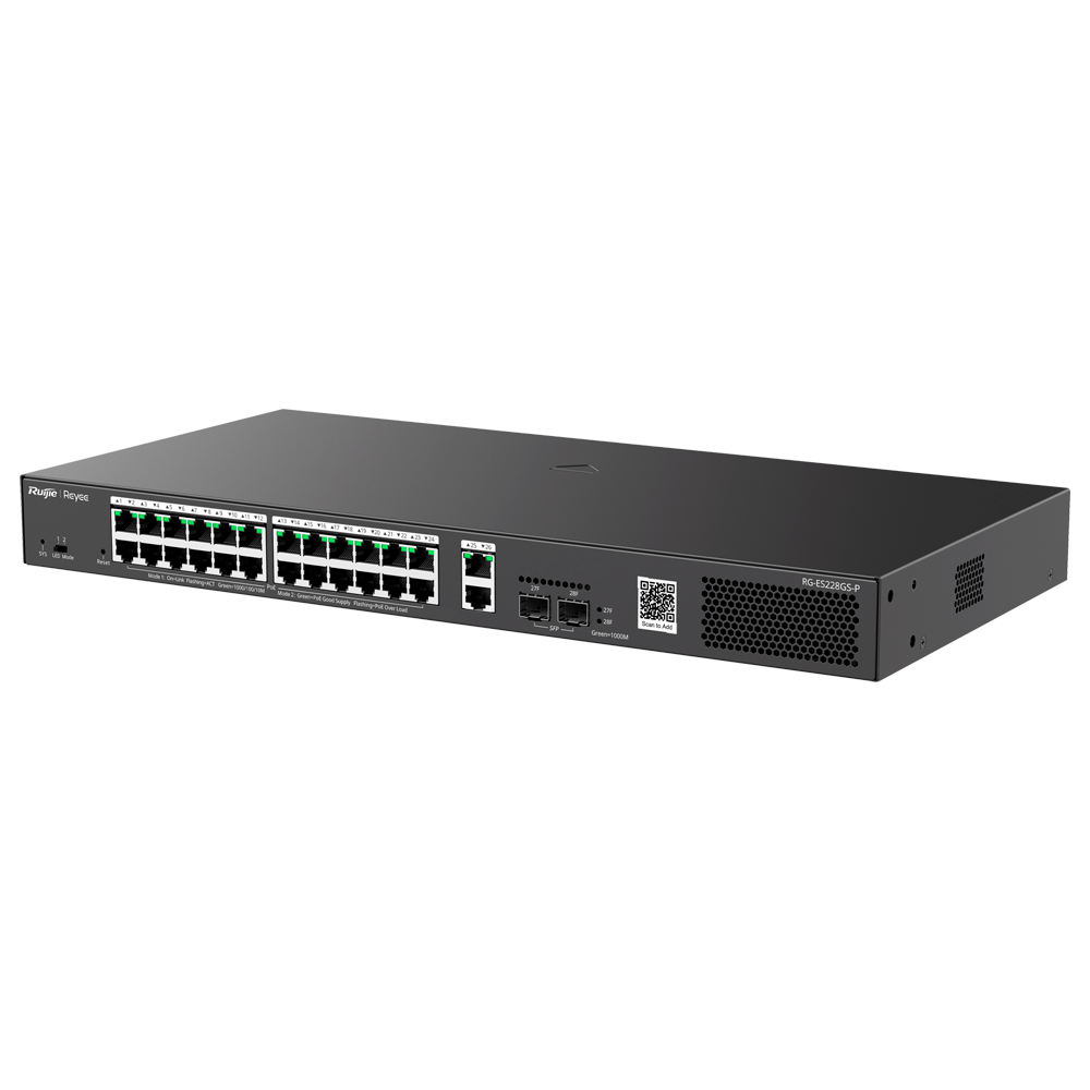 Smart PoE Switch, 24x PoE+, 2x SFP, 370W