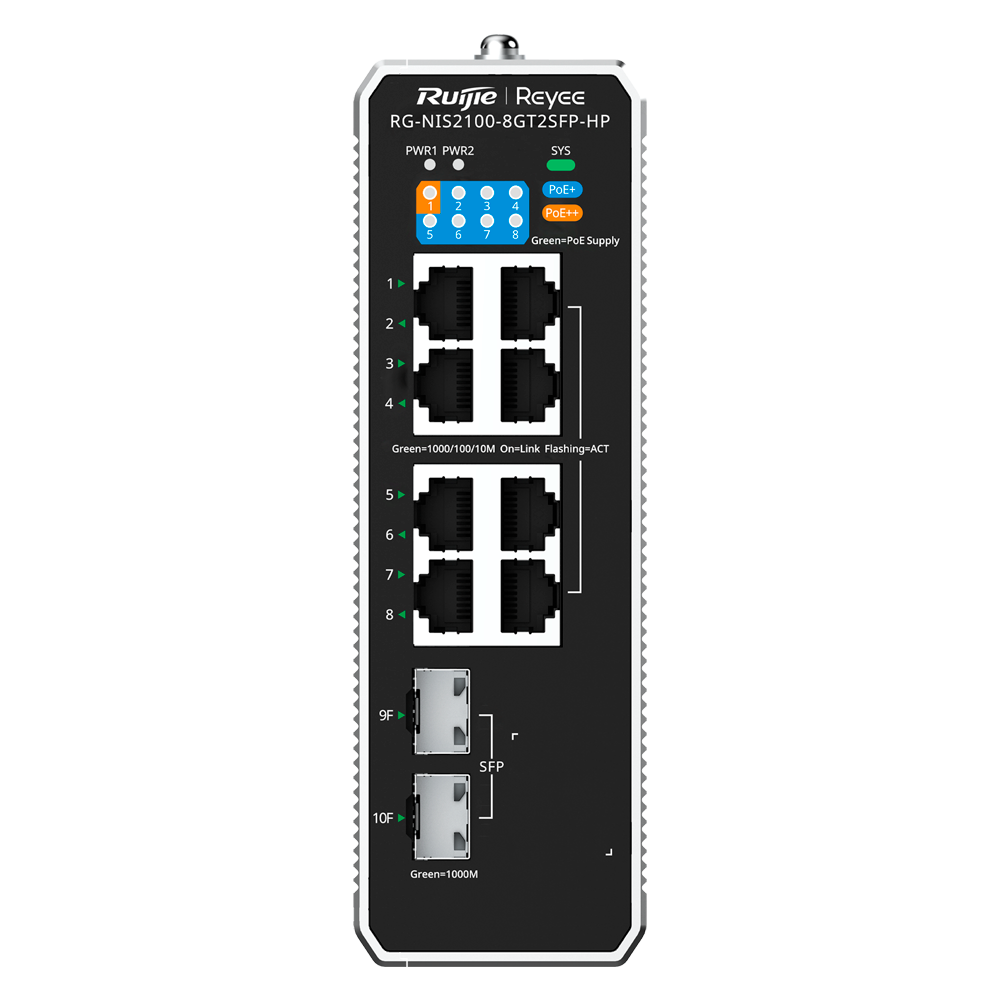 Industrie Switch, 1x PoE++, 7x PoE+, 300W