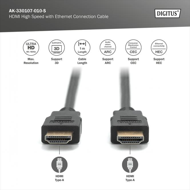 HDMI Kabel, 1m, 4K@60Hz