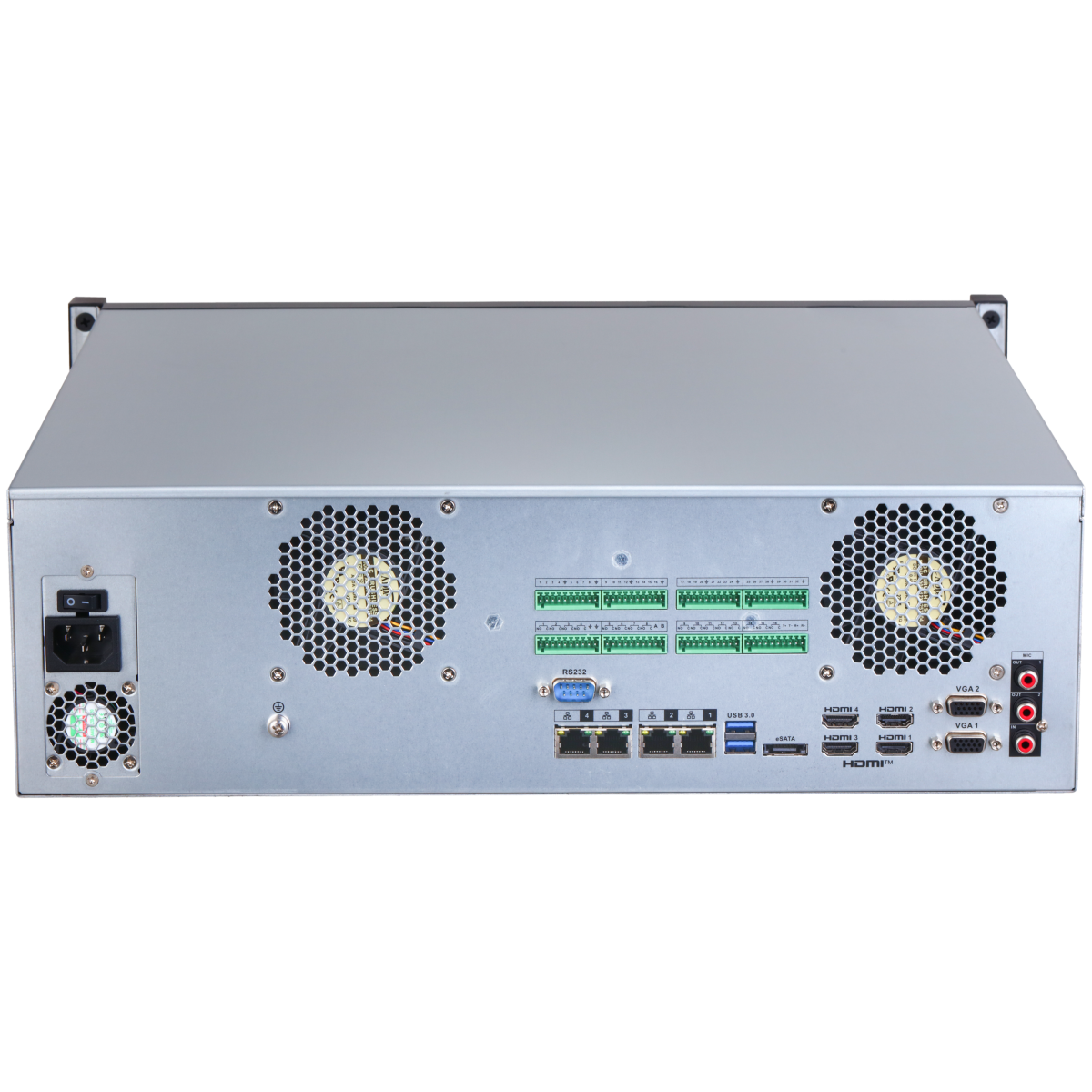 WizMind 64-Kanal IP-Rekorder, no PoE, 16x HDD, LCD