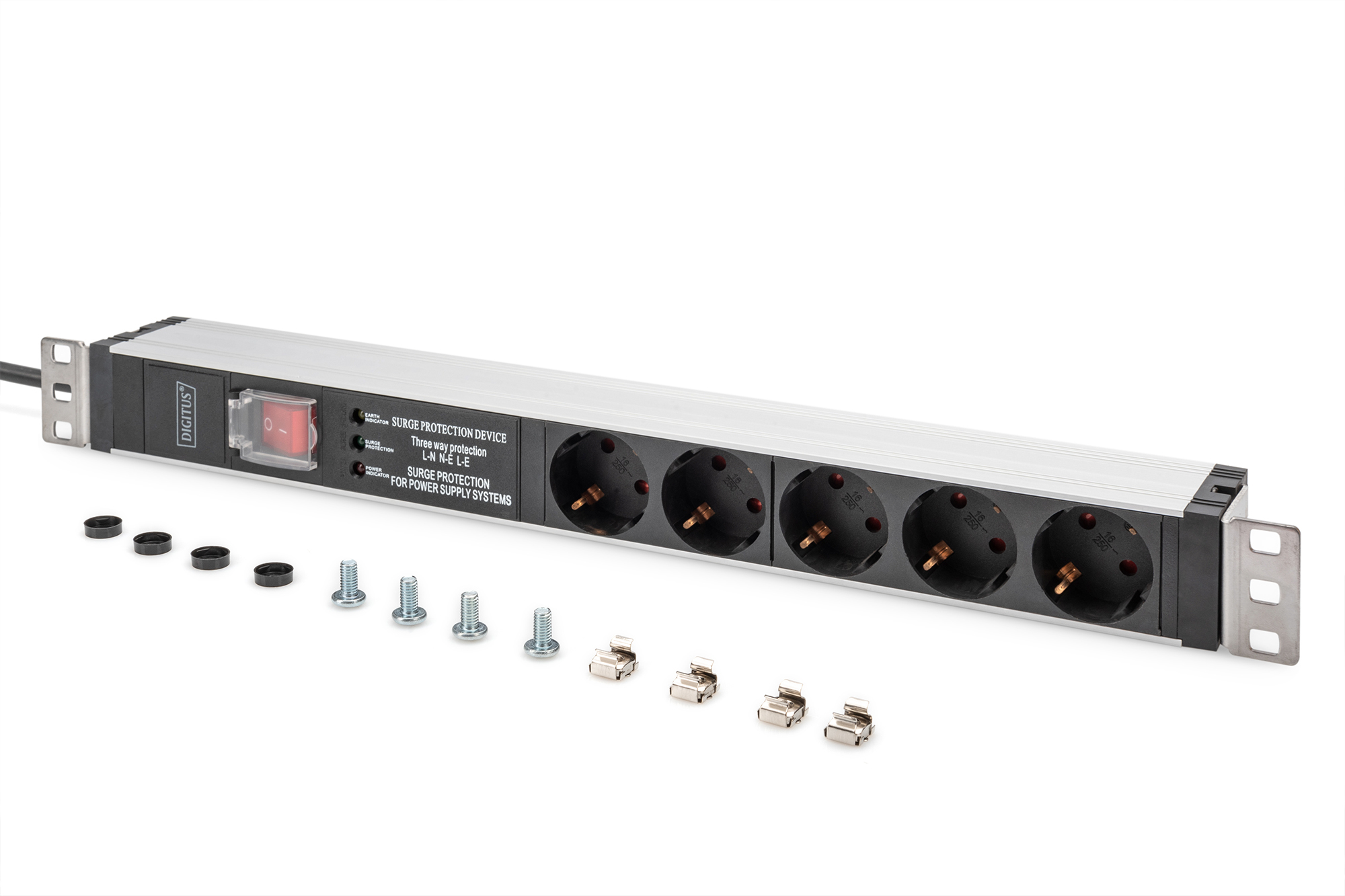 19" PDU, 5x Schuko, Netzfilter, Überspannung
