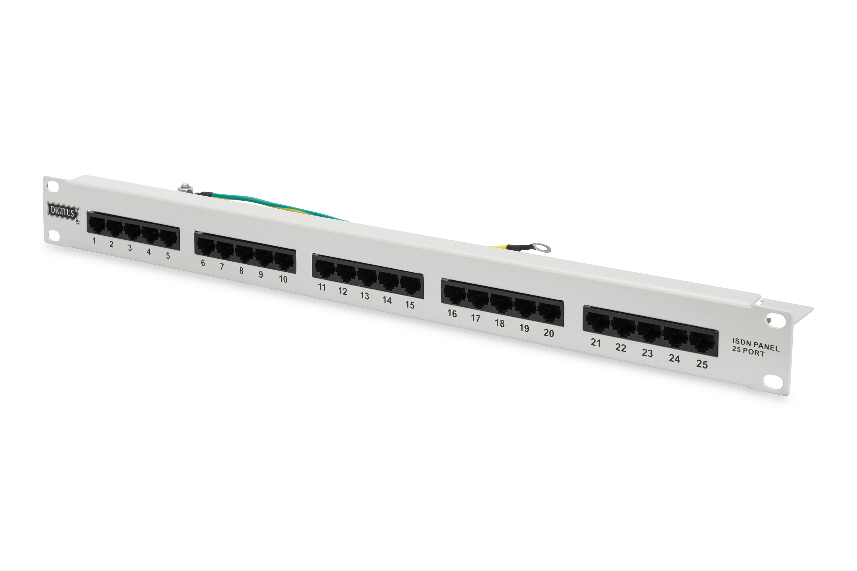 Cat.3 ISDN Patchpanel, 25-Port, 19", grau