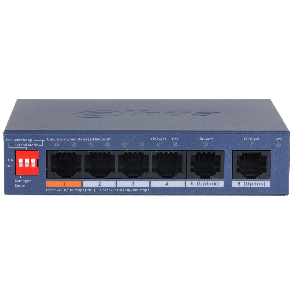6-Port FE PoE Switch, 4 PoE, 60 W, Cloud