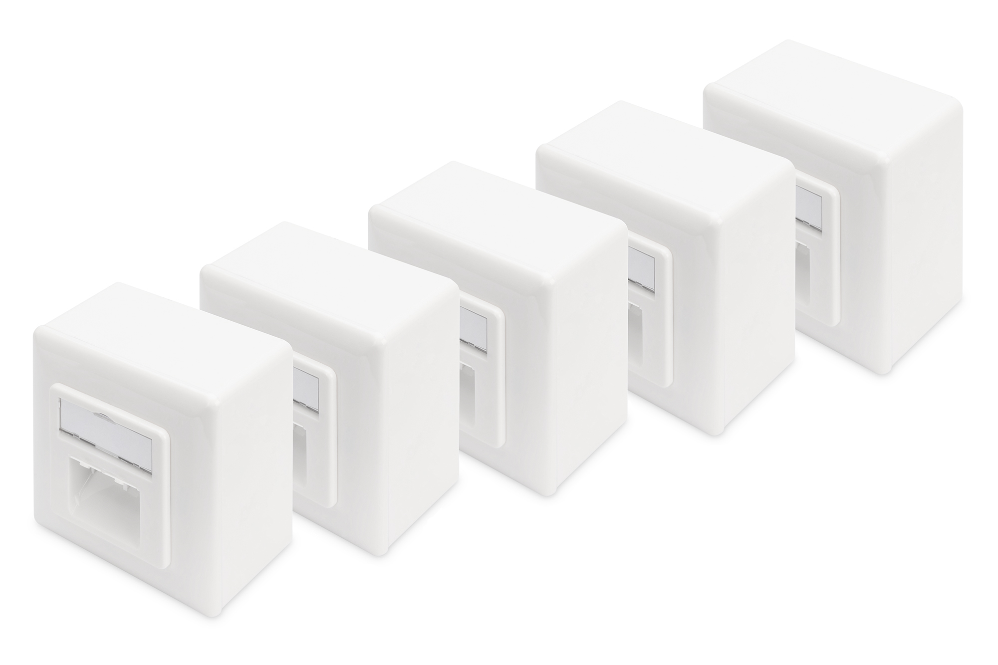 Cat.6 Netzwerkdose, 2x RJ45, AP, weiß, 5 Stk.